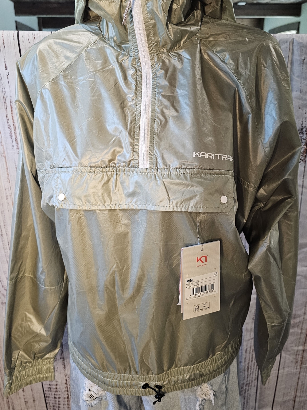 Kari Traa Pauline Jacket Slate Gray Hooded Anorak Windbreaker NWT Size M